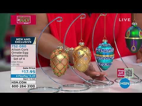 Alison Cork Ornate Egg Ornaments  Set of 4