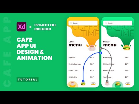 Cafe App UI Design and Interaction Animation in Adobe XD XD Tutorial Speed Art Tips Tricks