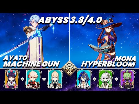 Spiral Abyss 3.8/4.0 | C1 AYATO Machine Gun & C3 Mona Hyperbloom | Floor 12 9 Stars | Genshin Impact