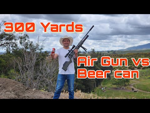 Modern Pellet gun shooting  300 YARD beer can. Gauntlet 30 air rifle.  PCP