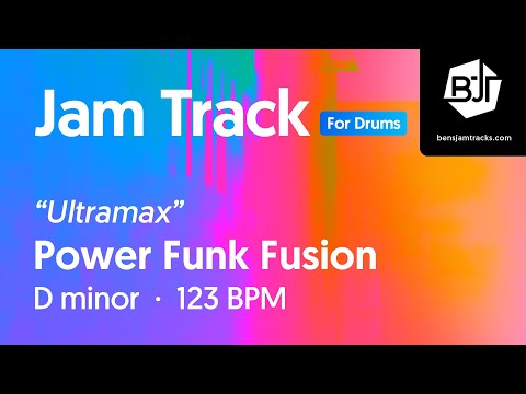 Power Funk Fusion Jam Track in D minor (for drums) "Ultramax" - BJT #73