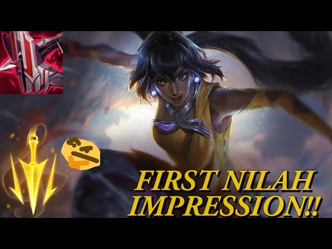 NILAH IS INSANE!! TRYING OUT THE NEW CHAMPION IN GAME FOR THE FIRST TIME!!!!