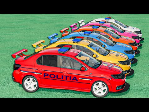 TRANSPORTING ALL COLORS DACIA OLD POLICE CARS  VEHICLES WITH MERCEDES TRUCKS  ! FS22