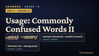 Grammar Grade 10 | Unit 9, Lesson 63 — Usage: Commonly Confused Words II (amount to could of)