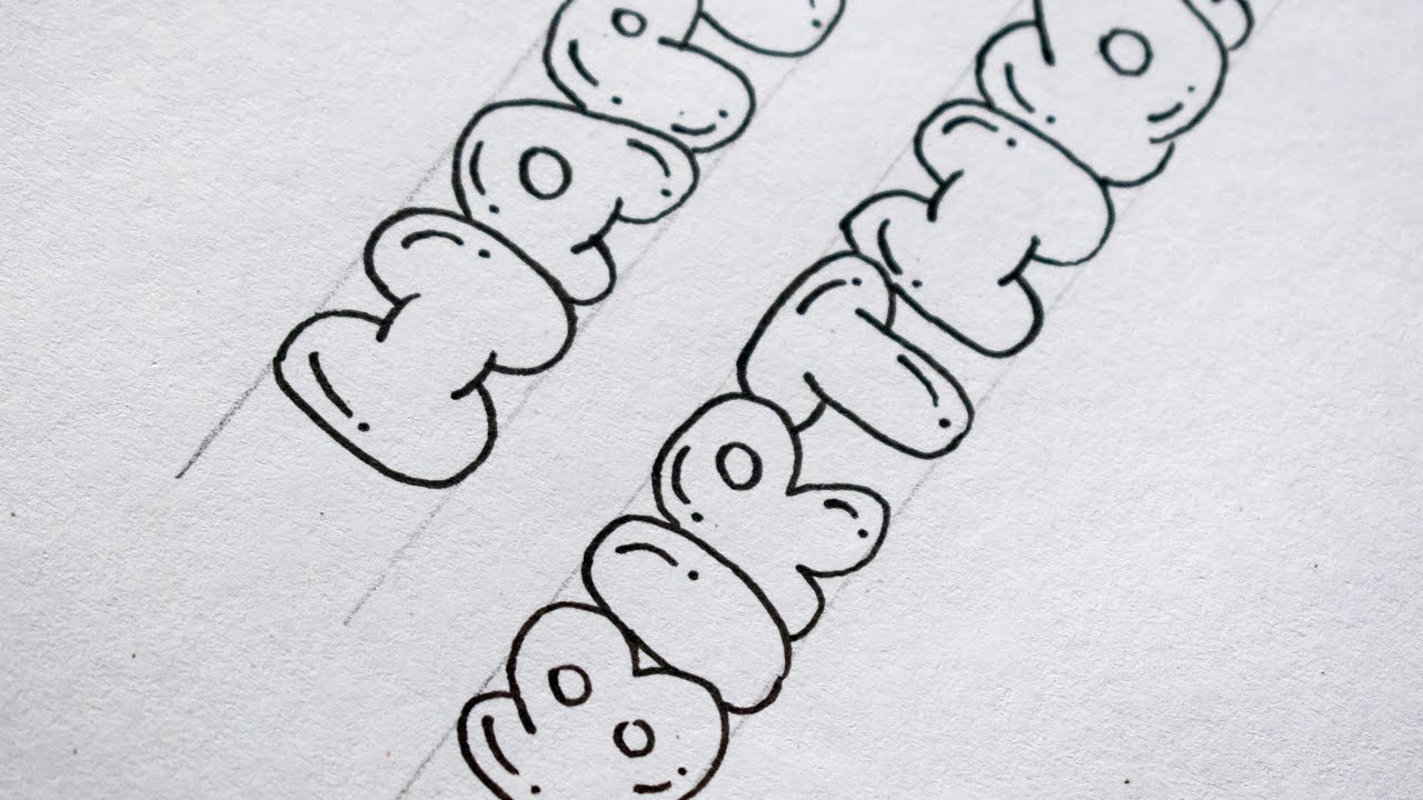 'HAPPY BIRTHDAY' Bubble calligraphy letters. Bubble alphabets.