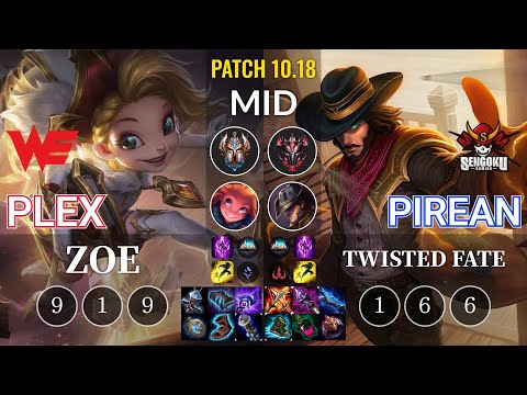 WE Plex Zoe vs SG Pirean Twisted Fate Mid - KR Patch 10.18