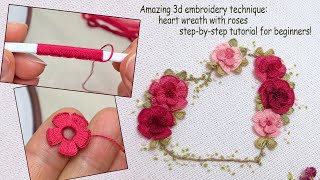 Easy 3D Flower Embroidery Anyone Can Do - New Technique! - step-by-step tutorial for beginners!