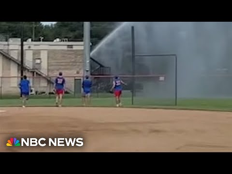 Maryland baseball field flooded after foul ball strikes truck