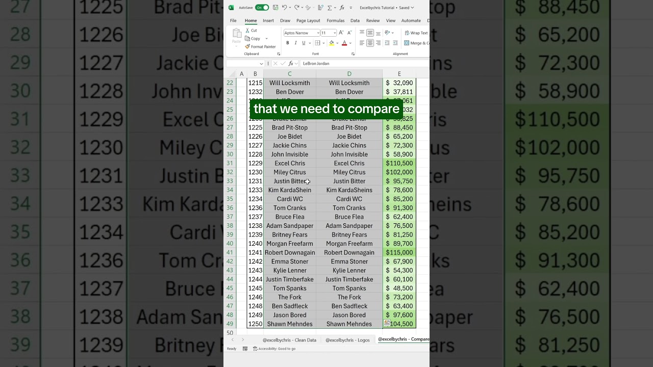 How to compare data and find differences in Excel! #excel #dataanalysis #spreadsheet