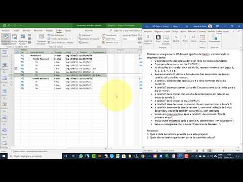 Aula 12- Resolução do Exercício 1 - Tarefas / Curso de MS Project Gratuito