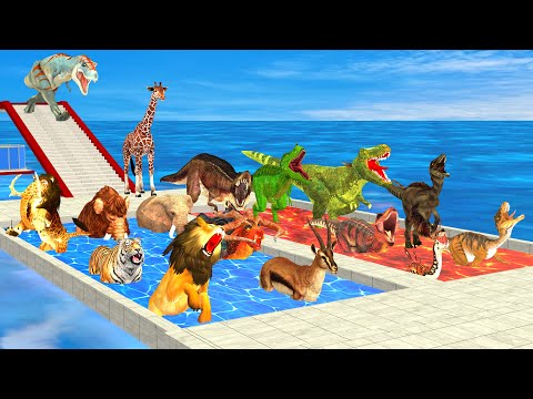 Falling Down the Stairs into Lava Path Animals vs Dinosaurs - Animal Revolt Battle Simulator