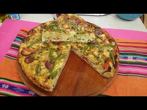 Tortillón primaveral de papa y vegetales