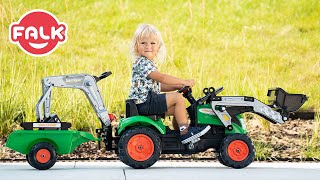 Falk Šliapací traktor 2051N Farmland rakodóval, kotrógéppel és pótkocsival