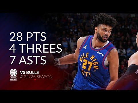 Jamal Murray 28 pts 4 threes 7 asts vs Bulls 24/25 season
