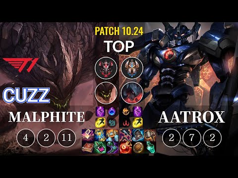T1 Cuzz Malphite vs Aatrox Top - KR Patch 10.24