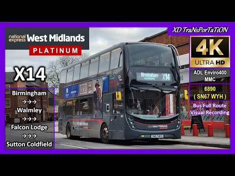 [National Express West Midlands] X14 ~ Birmingham, Tesco Express ➝ Sutton Coldfield【4K UW】