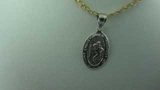 14K White Gold Saint Christopher Coin Pendant