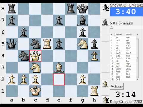 Chess World.net: LIVE Blitz #931 vs SnoWKiD (GM) (2263) - Pirc: Austrian attack, 6.e5 (B09)