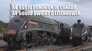 preview picture of video 'A4 Dominion of Canada 60010 & A4 Dwight D Eisenhower 60008 NRM Locomotion Shildon'