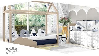 Quarto de Bebê Montessoriano Nuvem de Algodão Azul Marinho | Grão de Gente