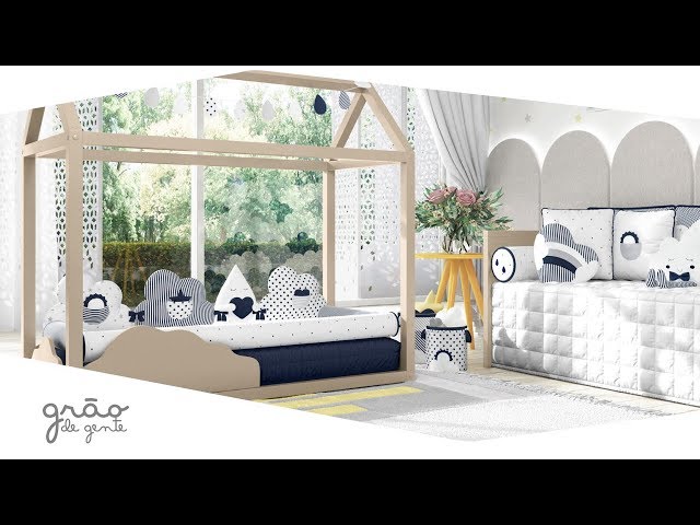 Quarto de Bebê Montessoriano Nuvem de Algodão Azul Marinho | Grão de Gente