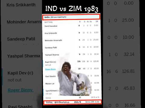 kapil dev 175 vs zimbabwe in 1983 world cup scorecard #worldcup1983 #kapildev #indvszim