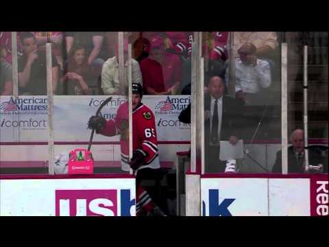 Andrew Shaw and Bryan Bickell hit Jakub Kindl in the back of the head May 15 2014