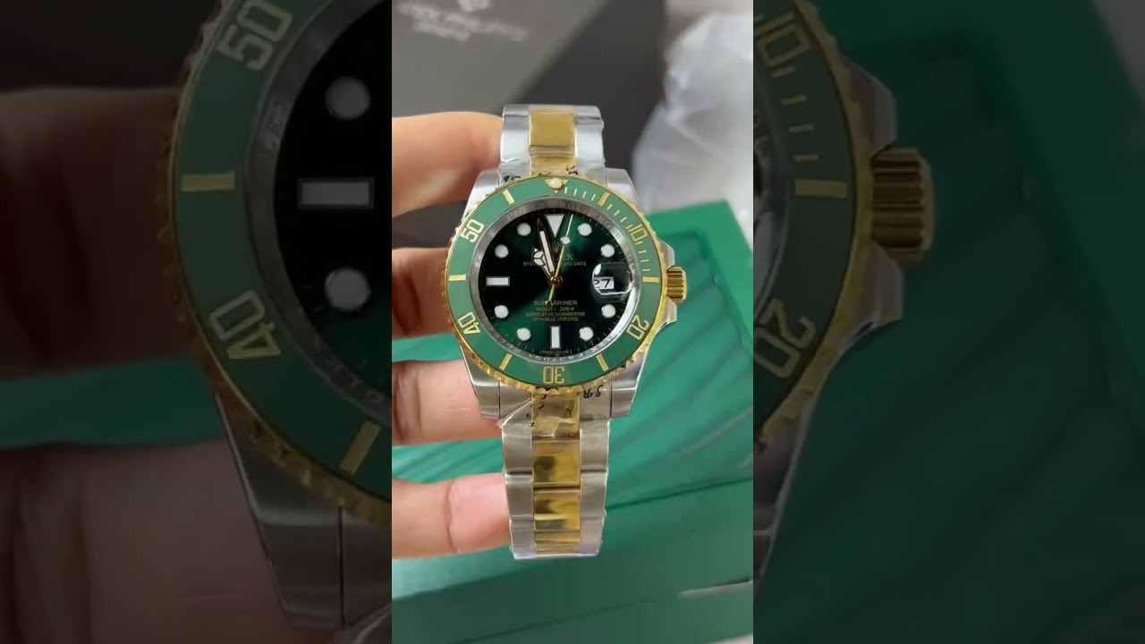 Relógio Rolex Submariner Misto Verde 18k com Caixa Completa