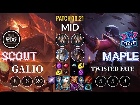 EDG Scout Galio vs LNG Maple Twisted Fate Mid - KR Patch 10.21
