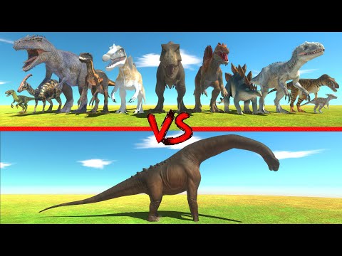 Dreadnoughtus Dinosaur in Battle with All Dinosaurs of Arbs - Animal Revolt Battle Simulator