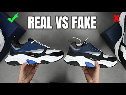 Real vs Fake Dior B22 Sneaker Blue Black Calfskin