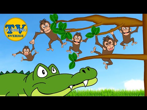 Fem små apor retar krokodilen - med mera | Svenska barnsånger