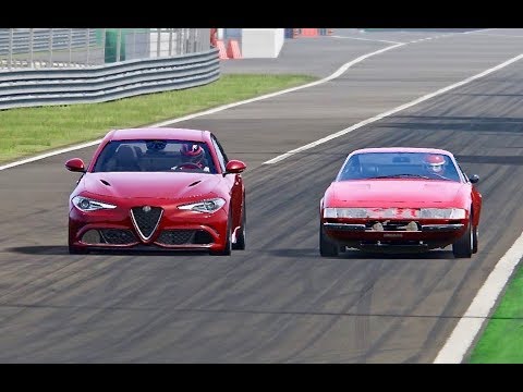 Alfa Romeo Giulia Quadrifoglio vs Ferrari 365 GTB4 - Monza