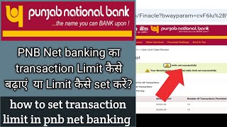 PNB net banking transaction limit ko increase kaise kare | how to set limit in pnb net banking