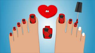 Learn Colors for Kids. A Cheerful Play Heart Paints Nails with a Brush