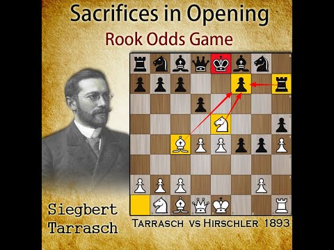 Sacrifices in opening | Rook Odds Chess Game | Tarrasch vs Hirschler 1893