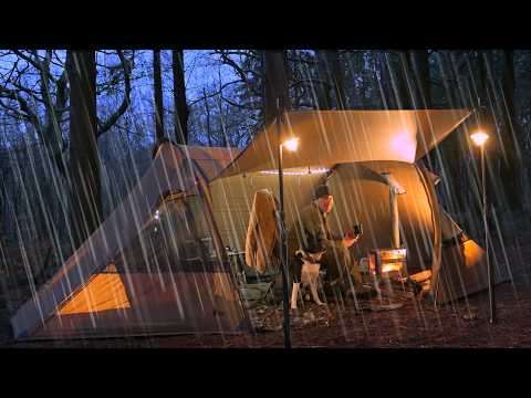 Hot tent camping in heavy downpour | Solo UK wild camping