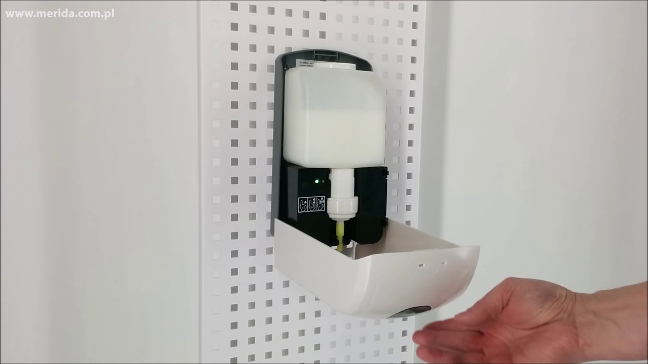 Bezdotykowy automatyczny dozownik mydła w płynie MERIDA ONE, pojemność zbiornika 1000 ml, tworzywo ABS, biały