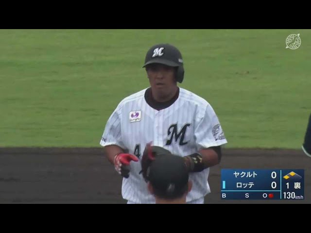 【ファーム】マリーンズ・井上晴哉 待望の今季初ヒットはフェンス直撃の2ベース!! 2022年6月18日 千葉ロッテマリーンズ 対 東京ヤクルトスワローズ