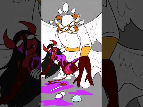 Demon Gf Tries Grimace Shake With Angel Wife #shorts #animation