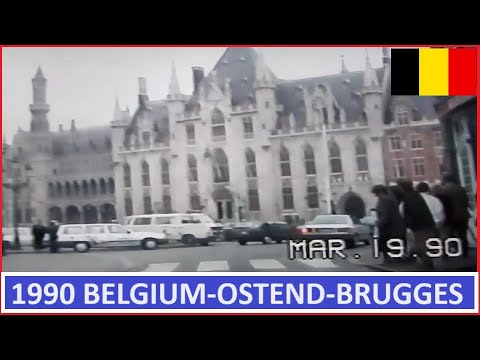 1990 Video | Driving in Belgium from UK | Ostend - Bruges in 1990 | Belgium Road Trip