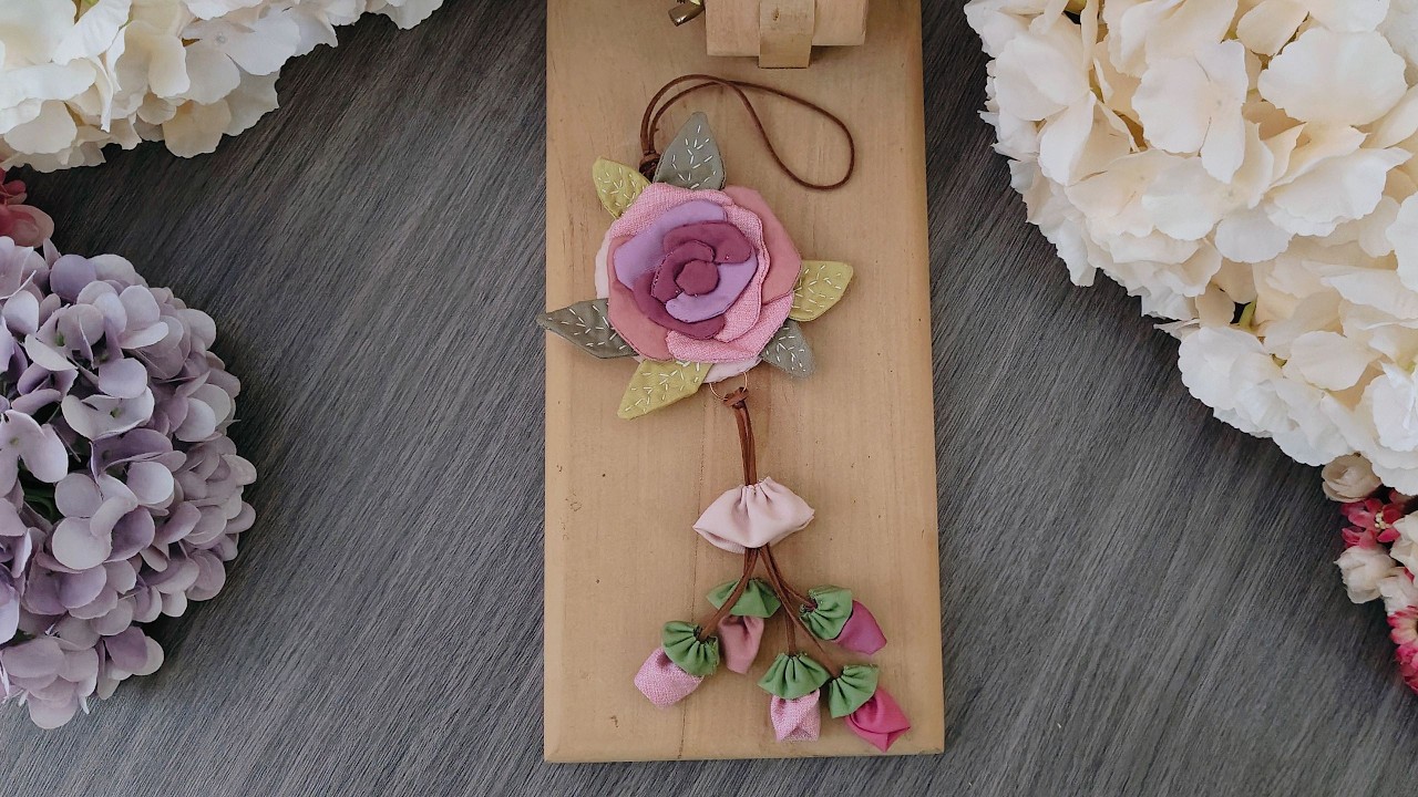 Handmade Curtain Tie - Fabric Scraps Bag Charm - Unique Hanging Accessory Bag