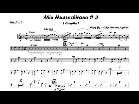 mix huarochirano #3 partitura saxofón 🎷 🔥 banda papa