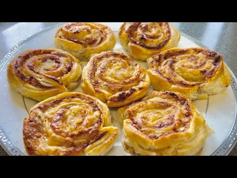 Cheese and Tomato Pinwheels Recipe | Puff Pastry