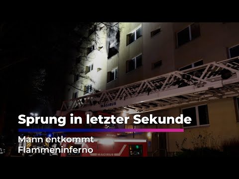 Last-second leap - man escapes inferno of flames