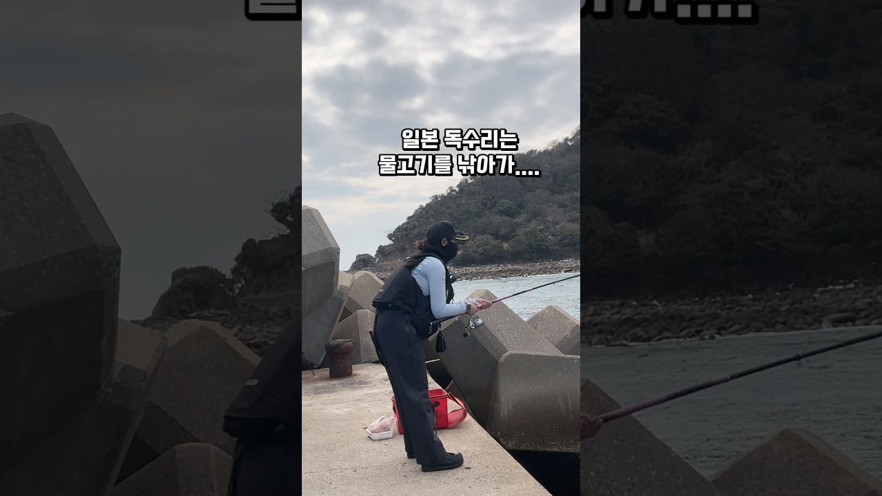 낚시하는데 독수리한테 물고기 다뻿김