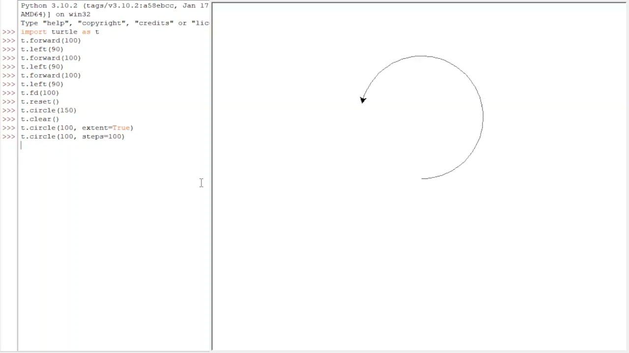 Python Turtle - Circle, arcs, points