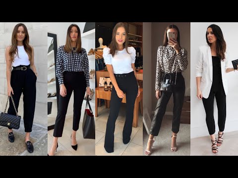 PANTALONES DE MODA 2022 MUJER | CÓMO COMBINAR PANTALON NEGRO OUTFITS CASUALES Y ELEGANTES TENDENCIAS