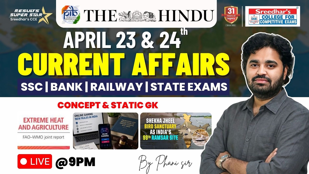 🔴Live | Daily Current Affairs in Telugu | April 23 & 24th | Latest & Important News | PHANI SIR