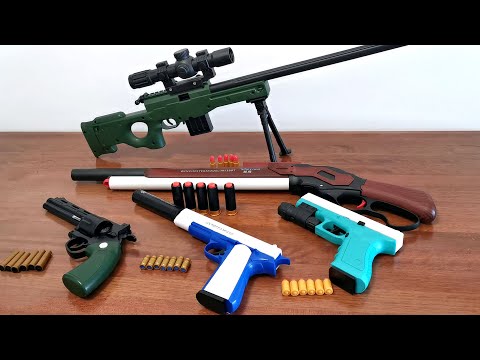 Glock Shell Ejecting Blowback Gun - Winchester M1887 - 357 Revolver - M1911 Soft Bullet Toy Gun